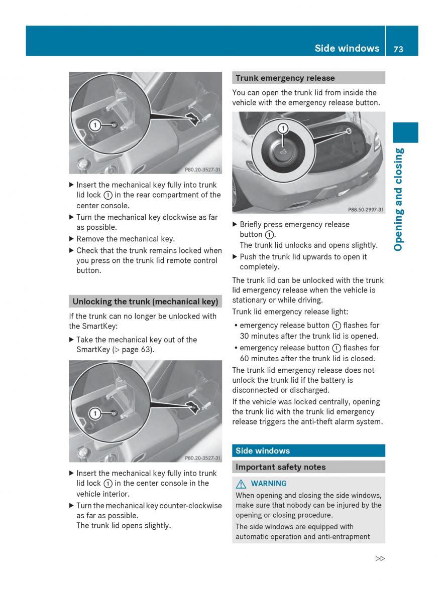 Mercedes Benz SLS AMG Coupe Roadster C197 owners manual / page 75