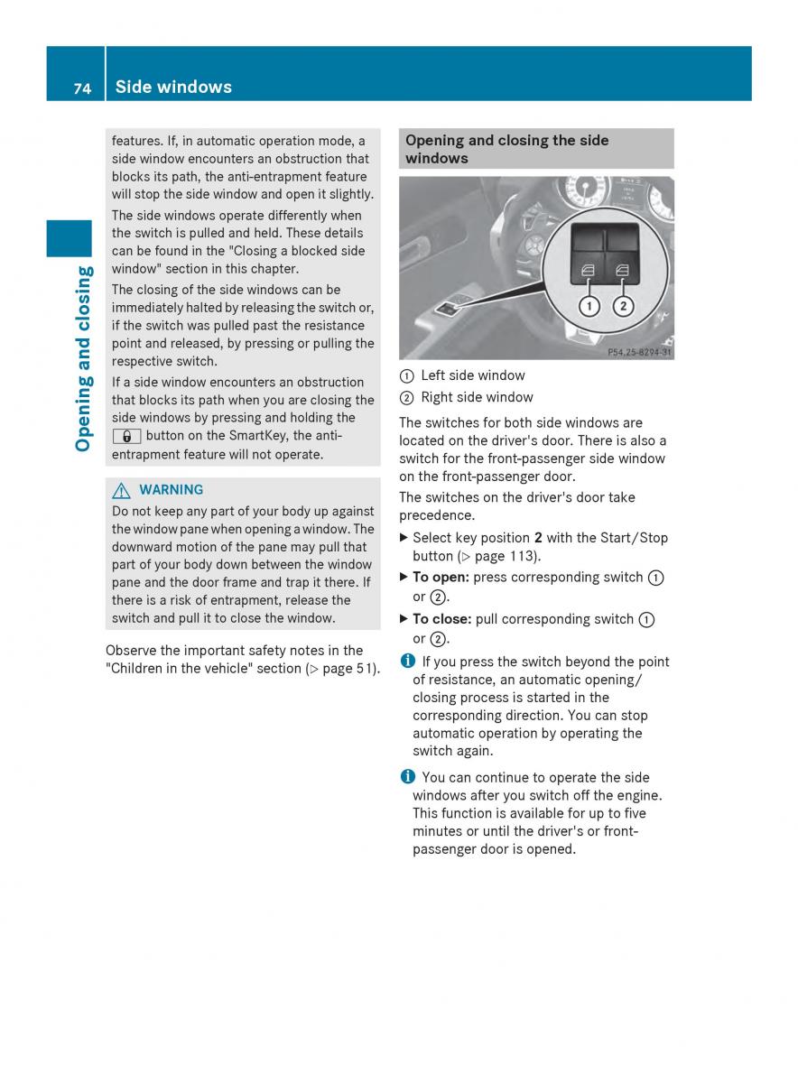 Mercedes Benz SLS AMG Coupe Roadster C197 owners manual / page 76