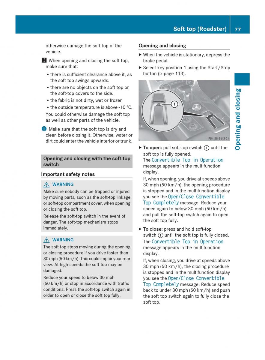 Mercedes Benz SLS AMG Coupe Roadster C197 owners manual / page 79