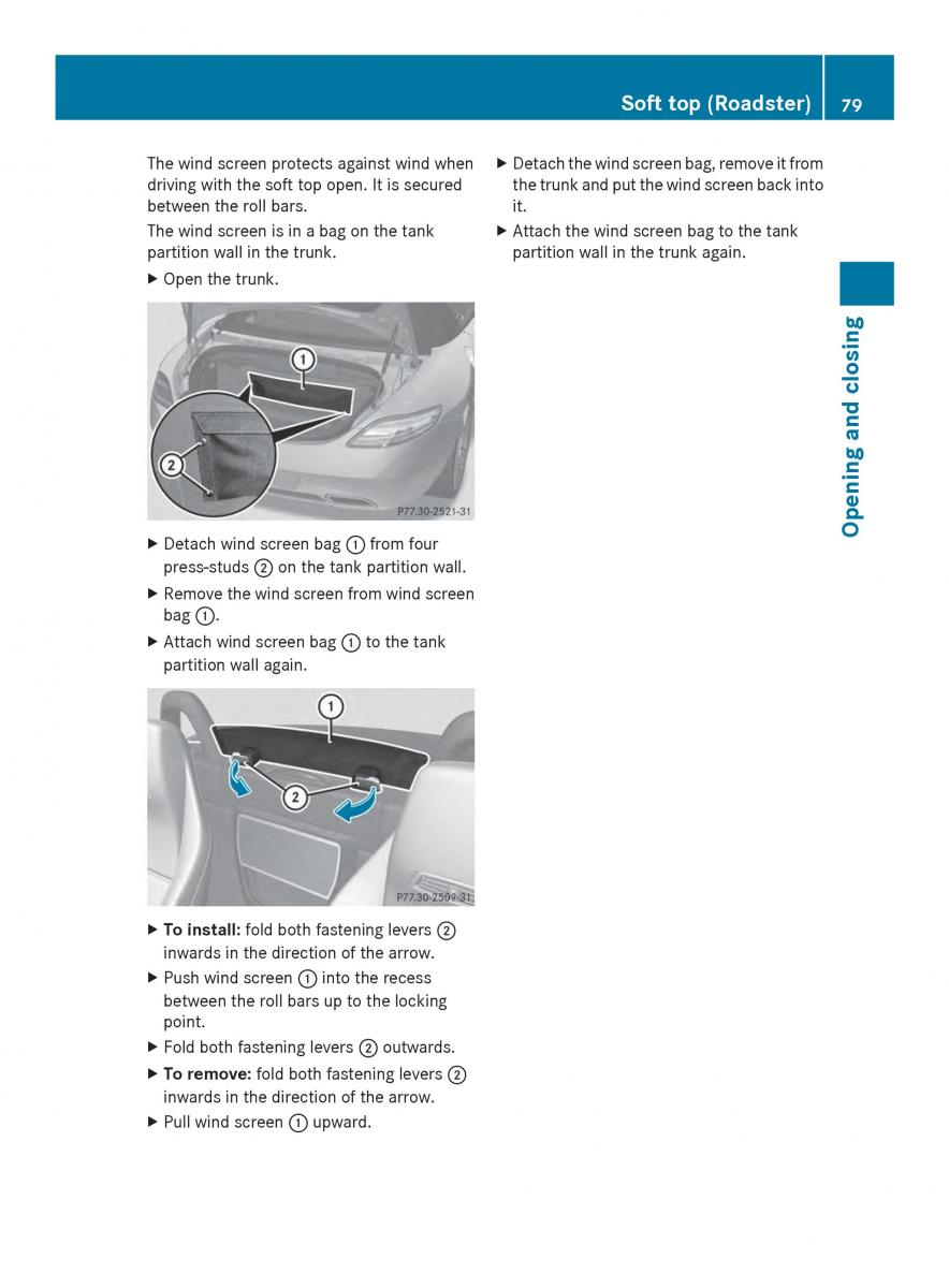 Mercedes Benz SLS AMG Coupe Roadster C197 owners manual / page 81