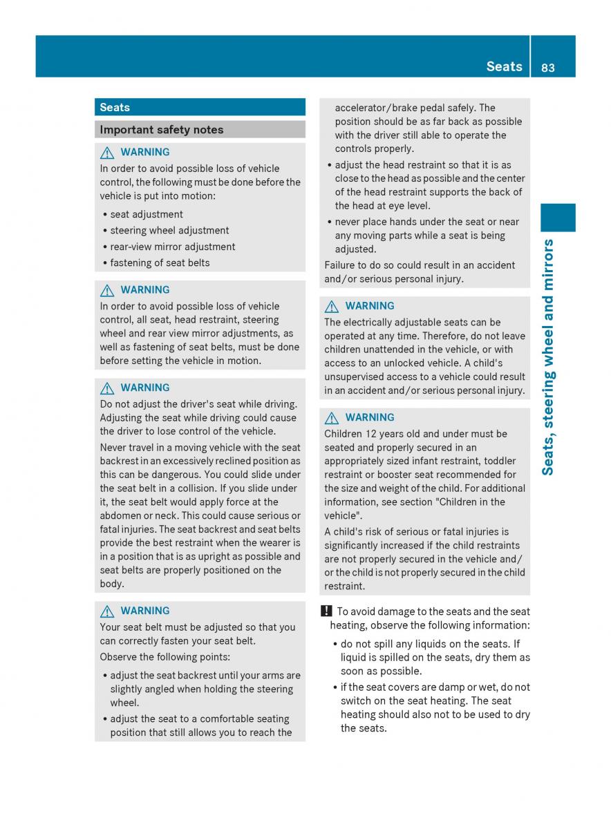 Mercedes Benz SLS AMG Coupe Roadster C197 owners manual / page 85