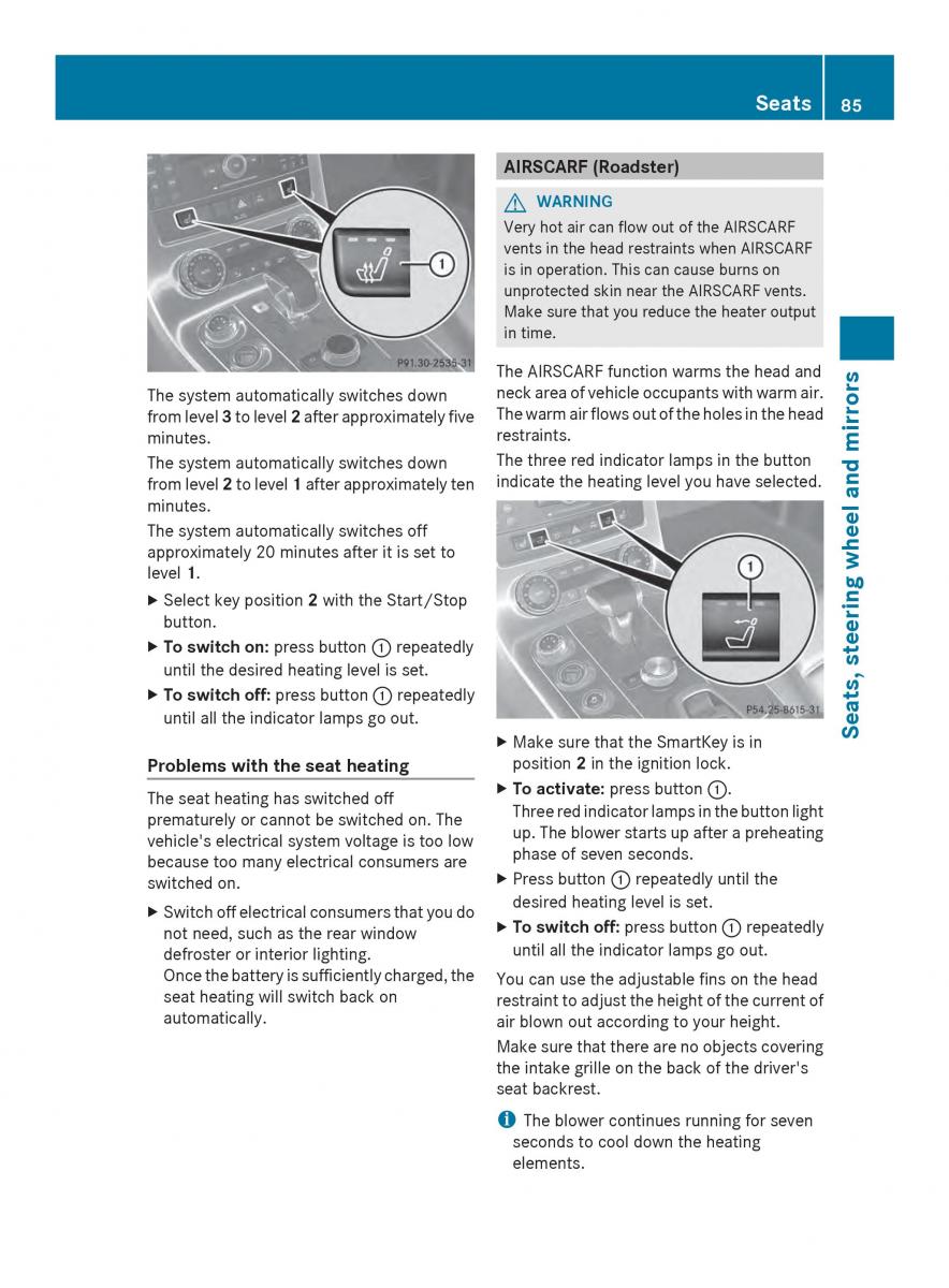 Mercedes Benz SLS AMG Coupe Roadster C197 owners manual / page 87