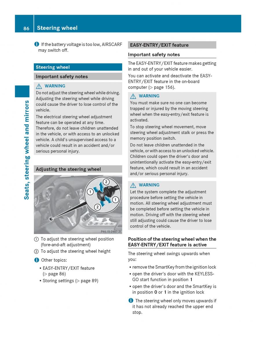 Mercedes Benz SLS AMG Coupe Roadster C197 owners manual / page 88