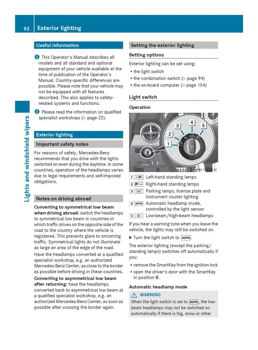 Mercedes Benz SLS AMG Coupe Roadster C197 owners manual / page 94