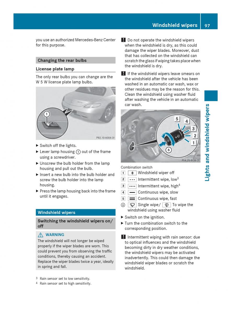 Mercedes Benz SLS AMG Coupe Roadster C197 owners manual / page 99