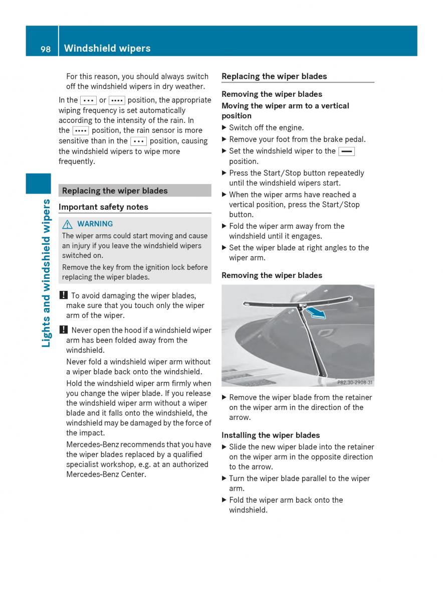 Mercedes Benz SLS AMG Coupe Roadster C197 owners manual / page 100