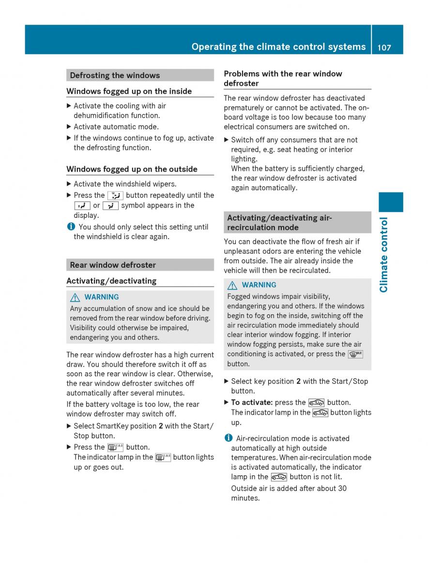 Mercedes Benz SLS AMG Coupe Roadster C197 owners manual / page 109