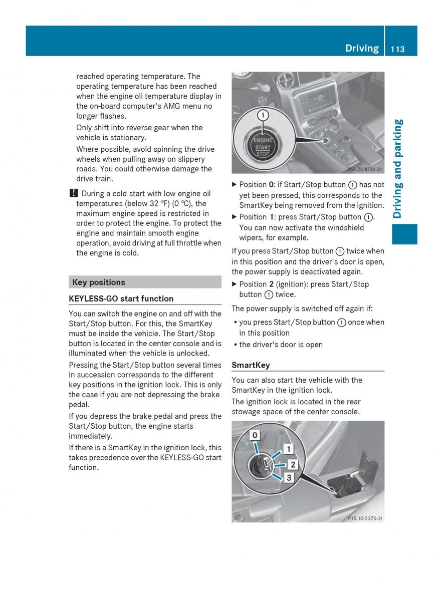 Mercedes Benz SLS AMG Coupe Roadster C197 owners manual / page 115