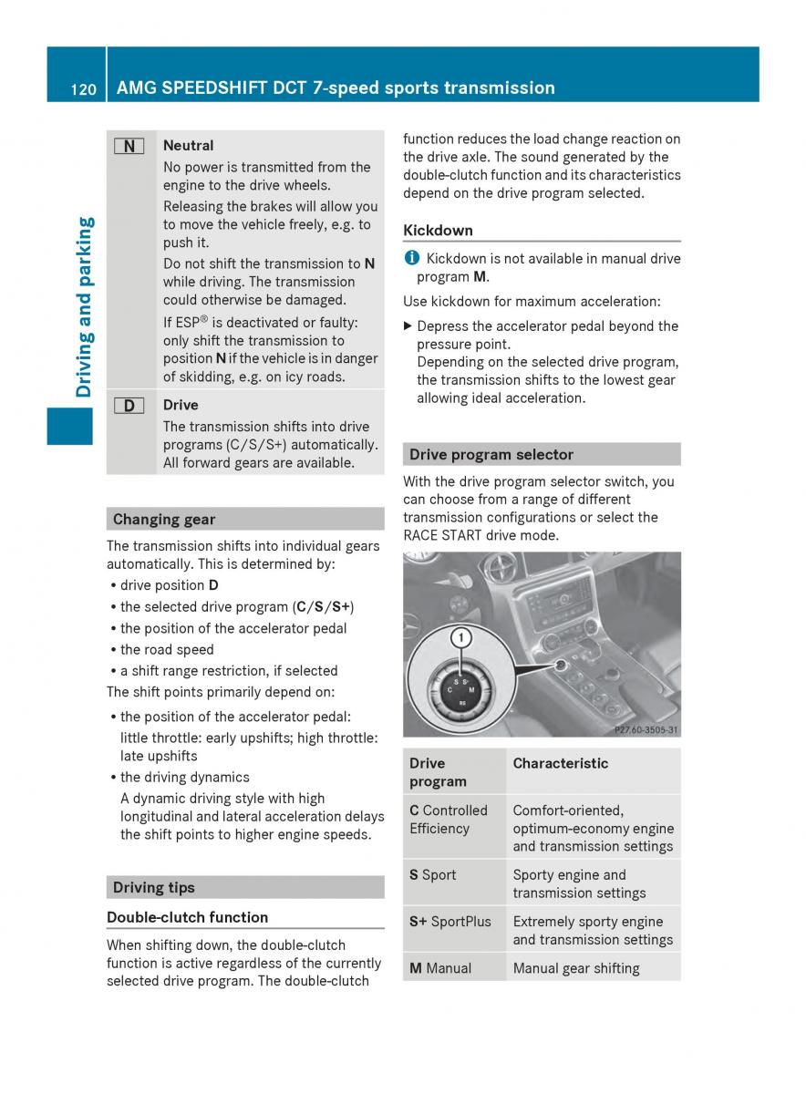 Mercedes Benz SLS AMG Coupe Roadster C197 owners manual / page 122