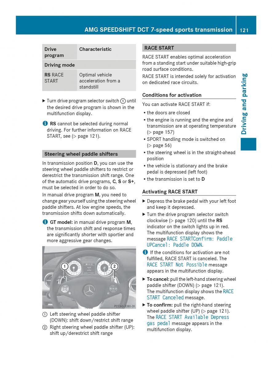 Mercedes Benz SLS AMG Coupe Roadster C197 owners manual / page 123