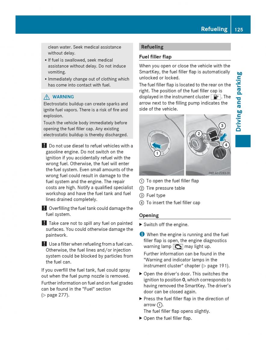 Mercedes Benz SLS AMG Coupe Roadster C197 owners manual / page 127