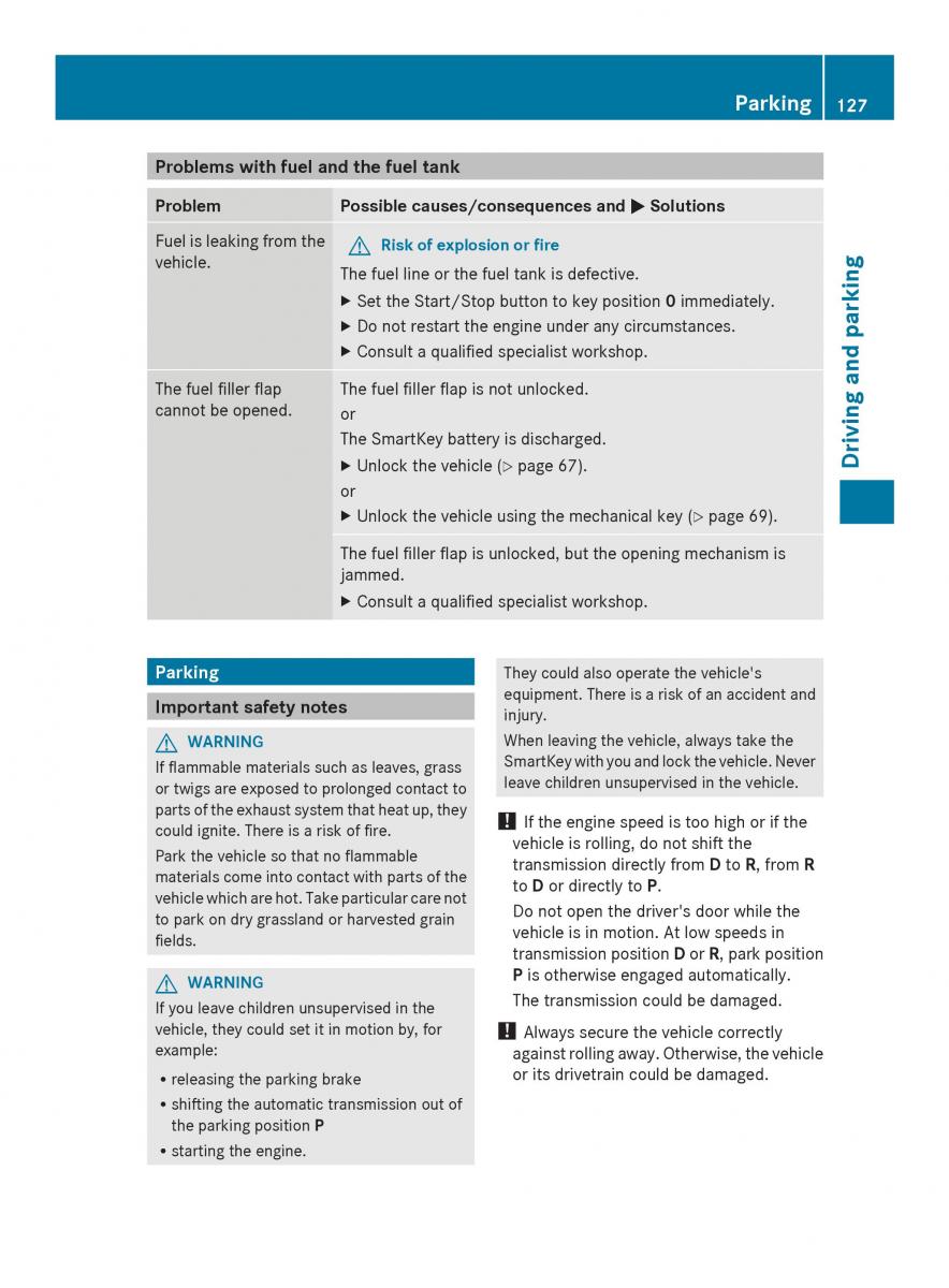 Mercedes Benz SLS AMG Coupe Roadster C197 owners manual / page 129