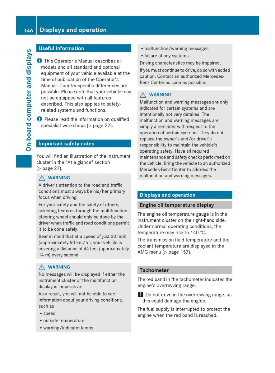 Mercedes Benz SLS AMG Coupe Roadster C197 owners manual / page 148