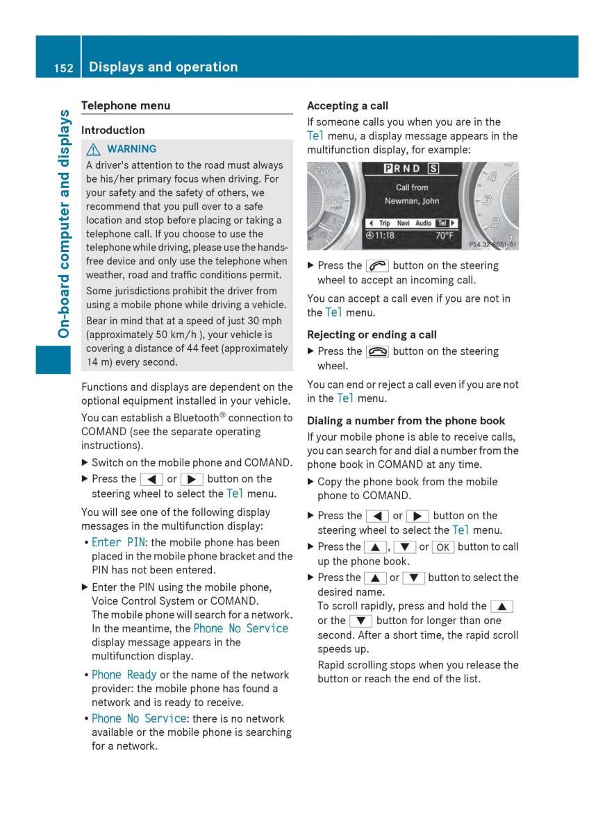 Mercedes Benz SLS AMG Coupe Roadster C197 owners manual / page 154