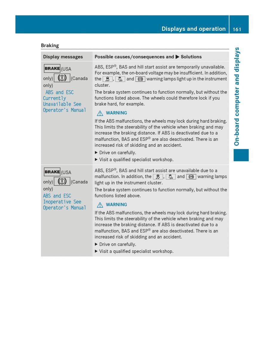 Mercedes Benz SLS AMG Coupe Roadster C197 owners manual / page 163