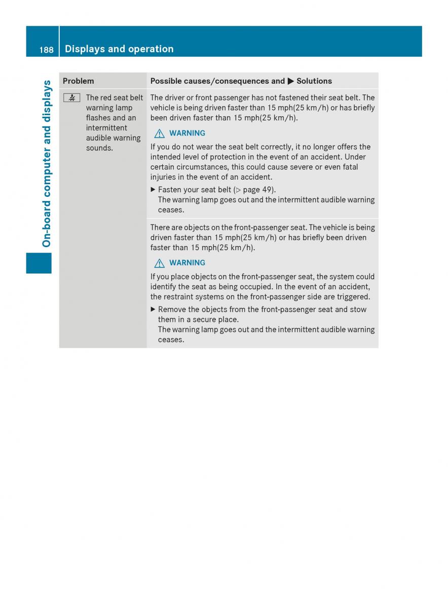 Mercedes Benz SLS AMG Coupe Roadster C197 owners manual / page 190