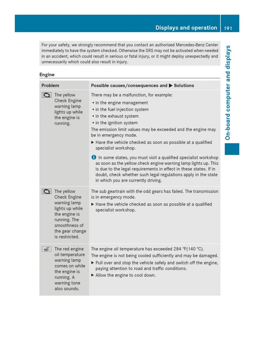 Mercedes Benz SLS AMG Coupe Roadster C197 owners manual / page 193