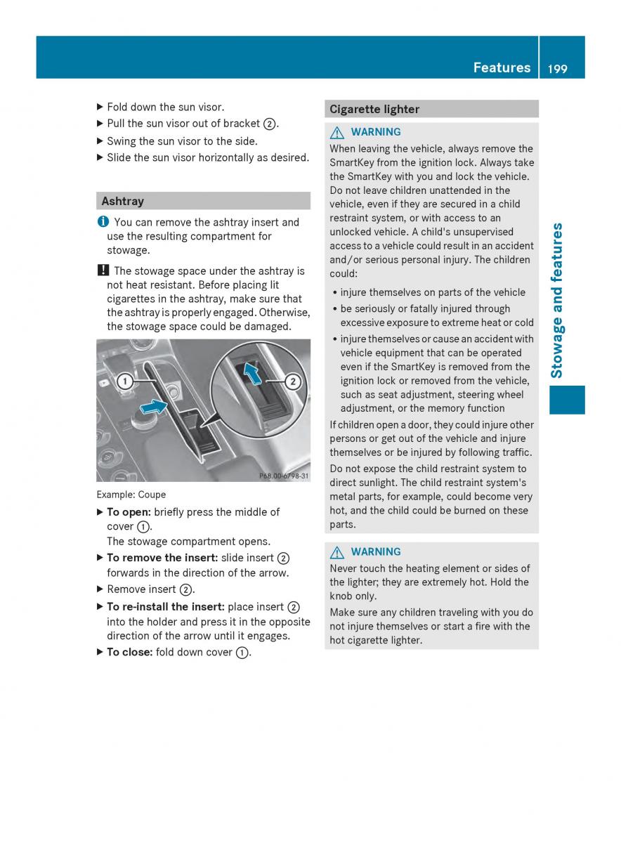 Mercedes Benz SLS AMG Coupe Roadster C197 owners manual / page 201