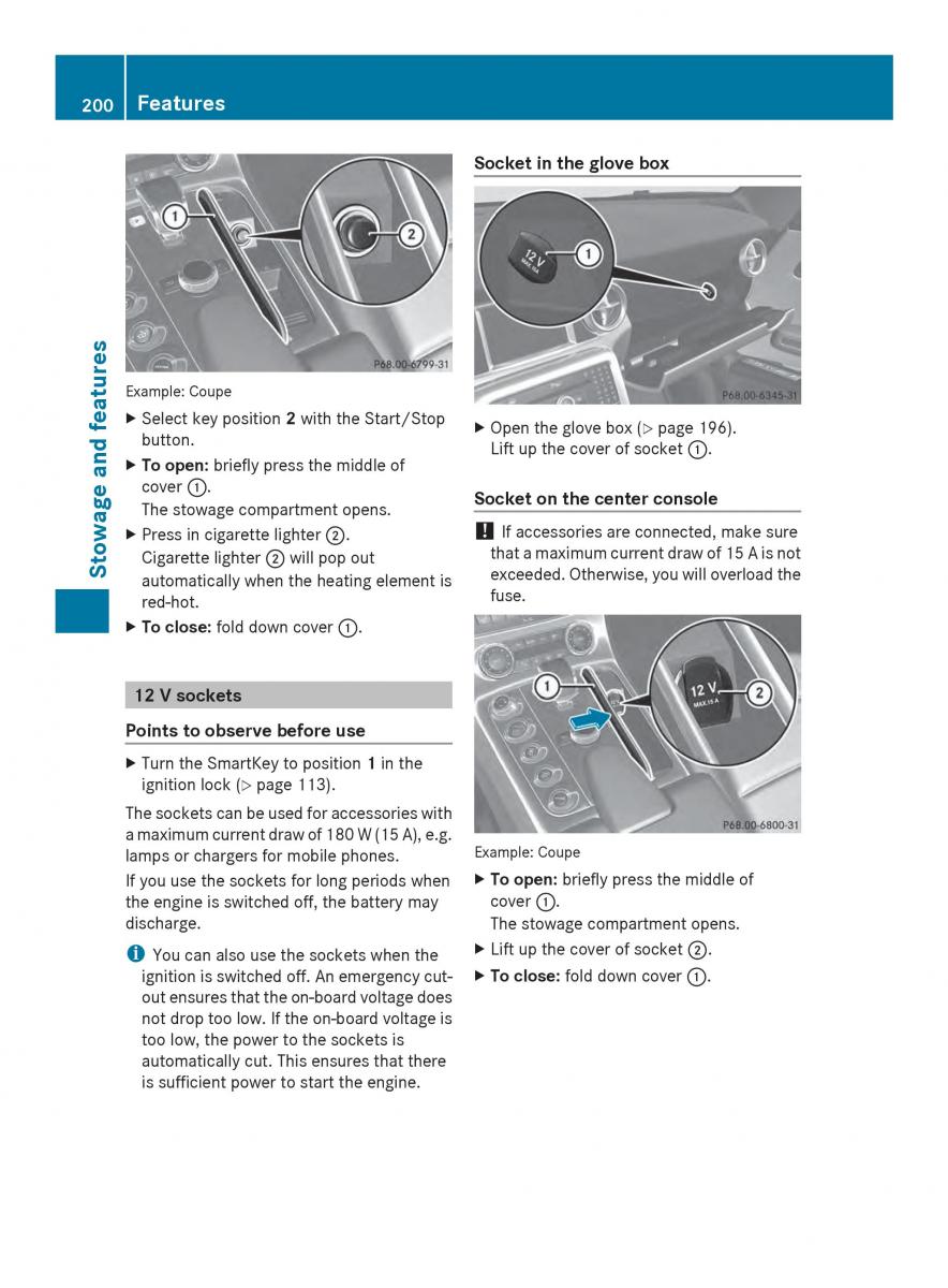 Mercedes Benz SLS AMG Coupe Roadster C197 owners manual / page 202