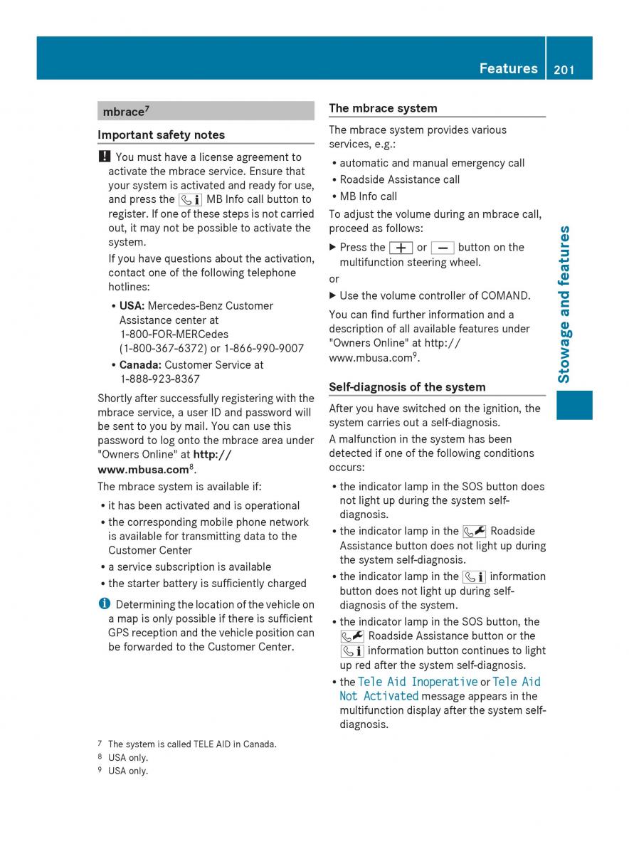 Mercedes Benz SLS AMG Coupe Roadster C197 owners manual / page 203