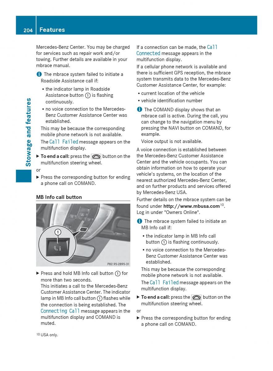 Mercedes Benz SLS AMG Coupe Roadster C197 owners manual / page 206