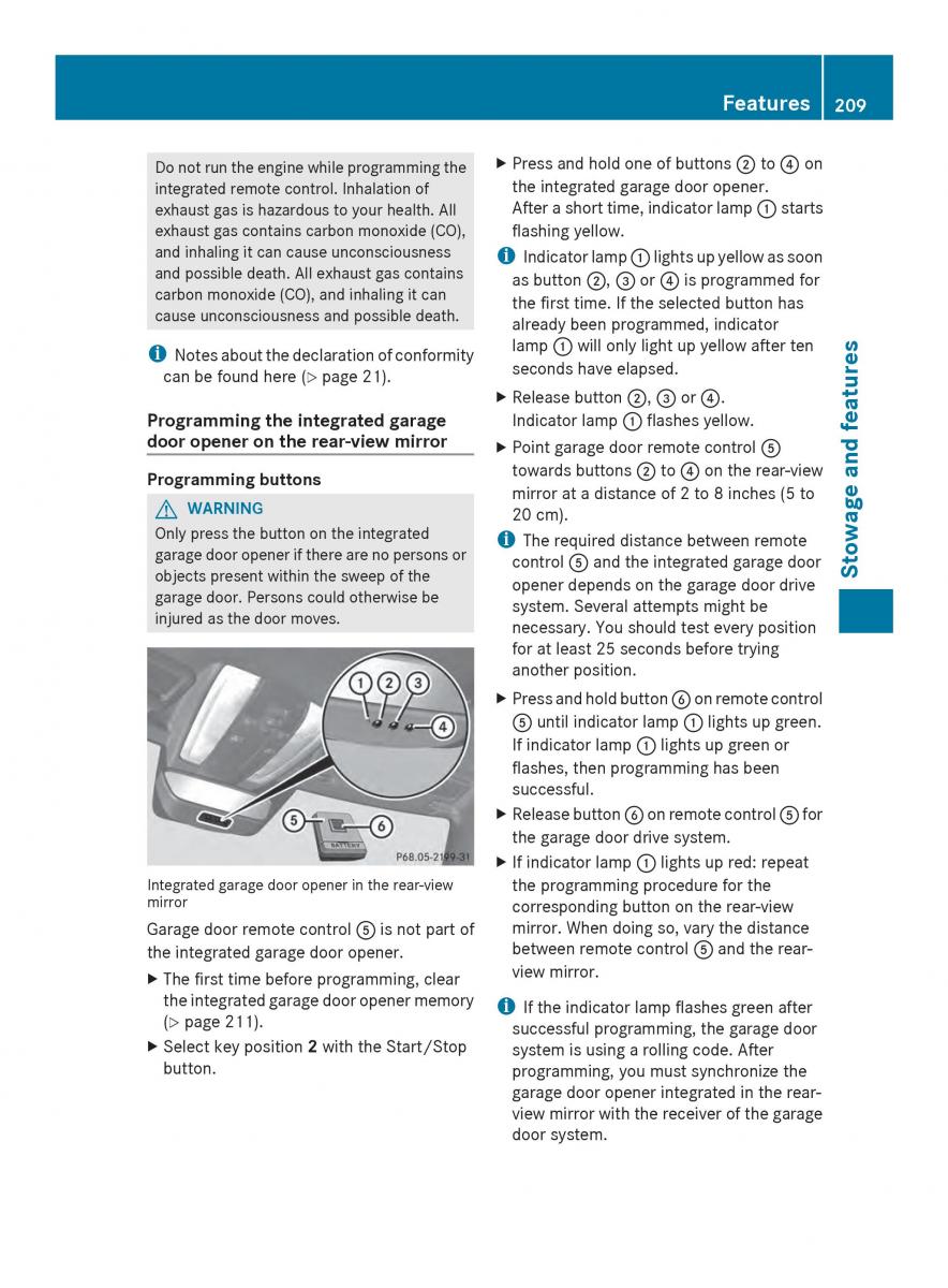 Mercedes Benz SLS AMG Coupe Roadster C197 owners manual / page 211