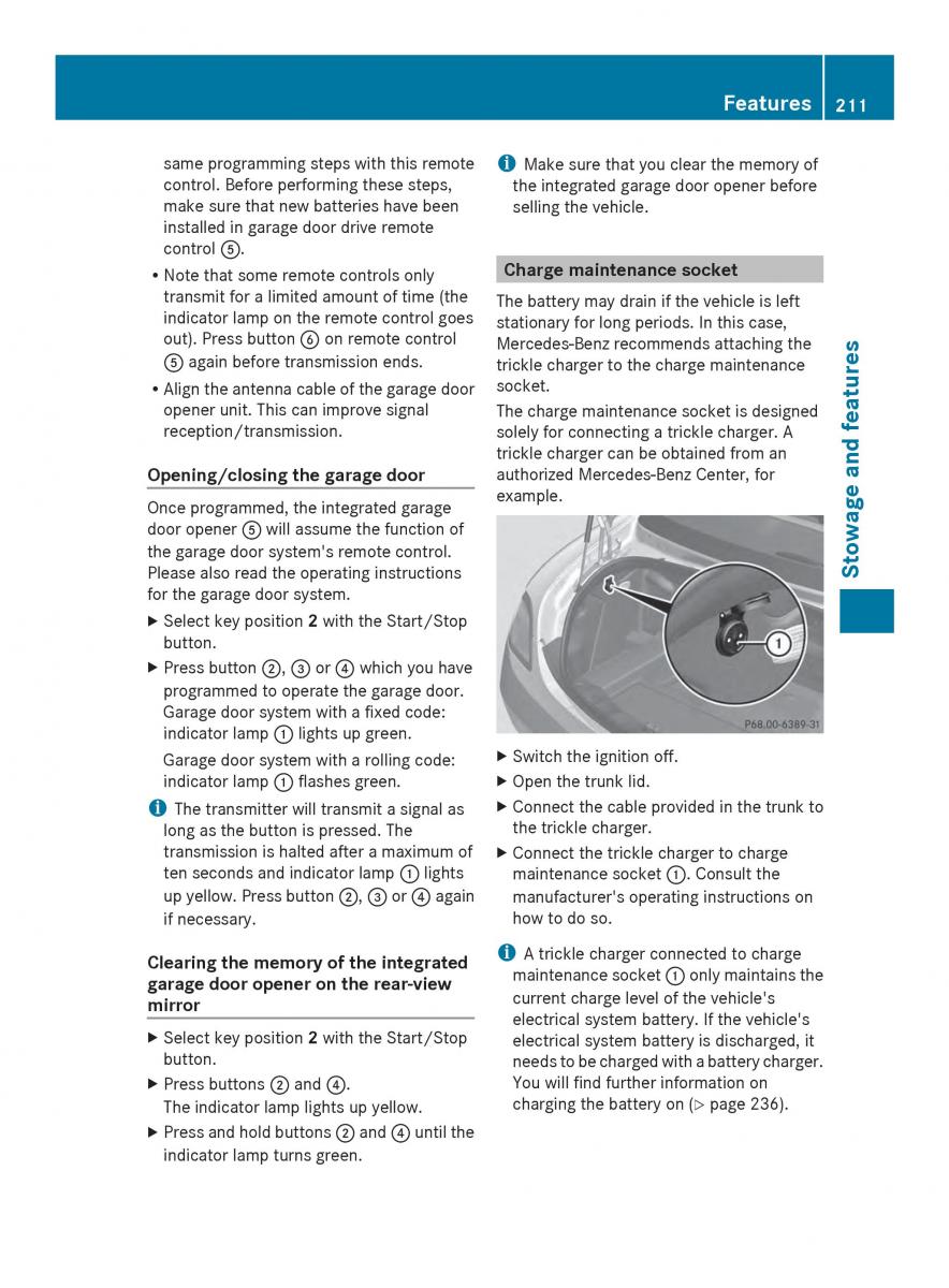 Mercedes Benz SLS AMG Coupe Roadster C197 owners manual / page 213