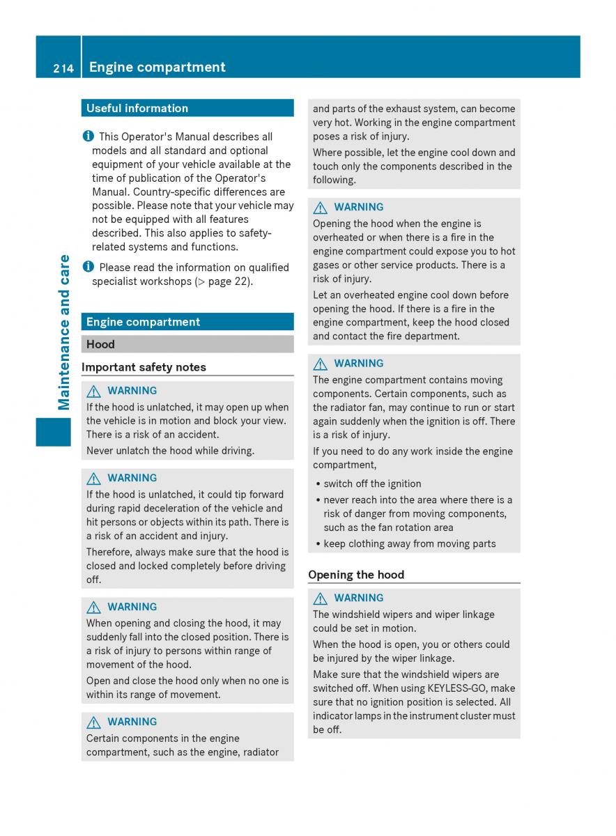 Mercedes Benz SLS AMG Coupe Roadster C197 owners manual / page 216