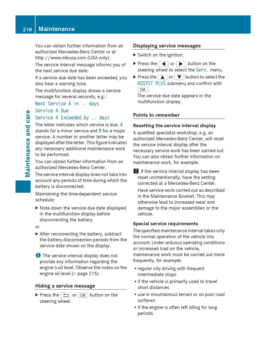 Mercedes Benz SLS AMG Coupe Roadster C197 owners manual / page 220