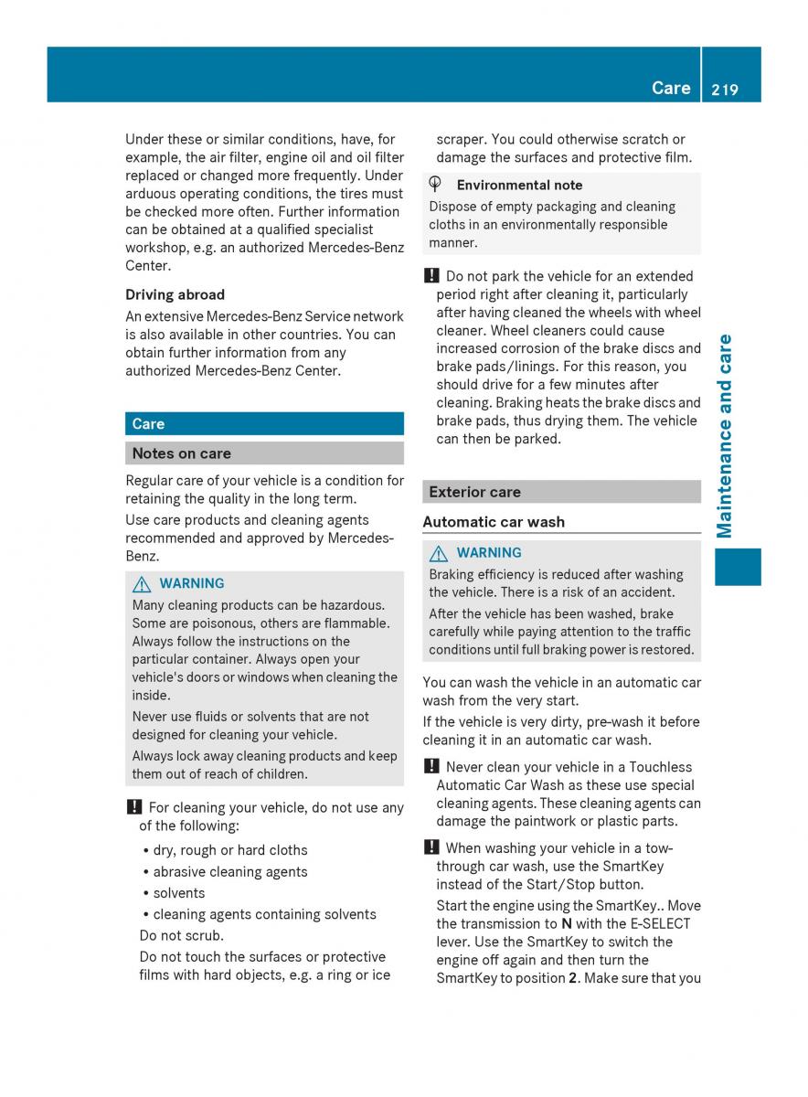 Mercedes Benz SLS AMG Coupe Roadster C197 owners manual / page 221