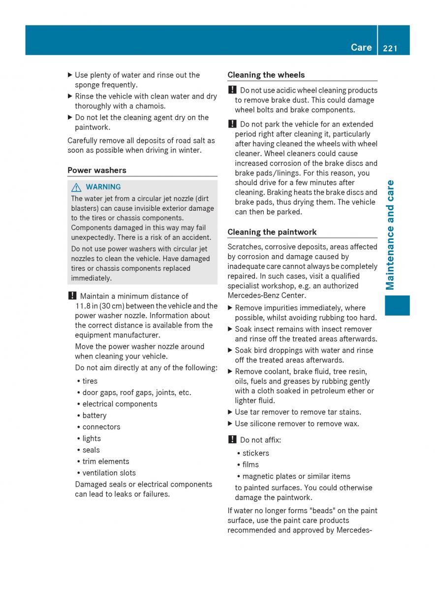 Mercedes Benz SLS AMG Coupe Roadster C197 owners manual / page 223