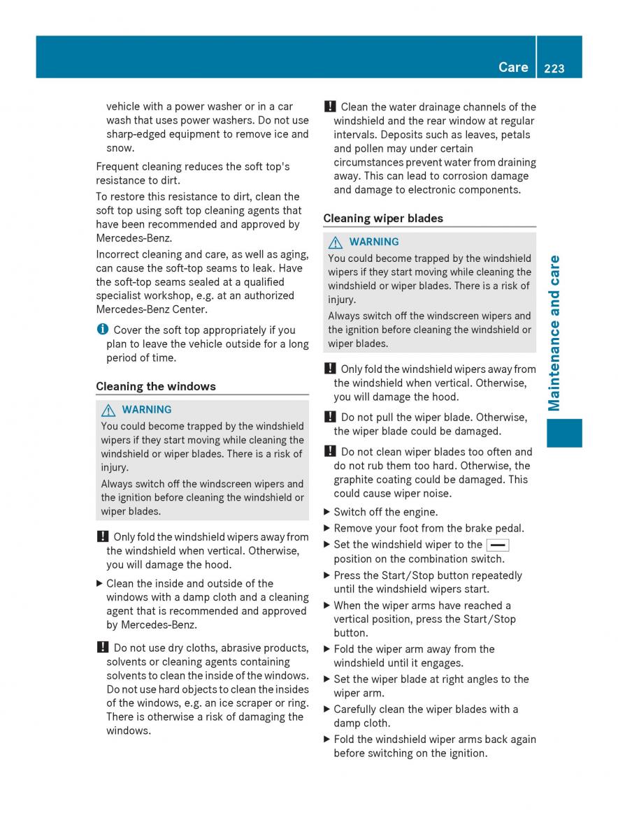 Mercedes Benz SLS AMG Coupe Roadster C197 owners manual / page 225