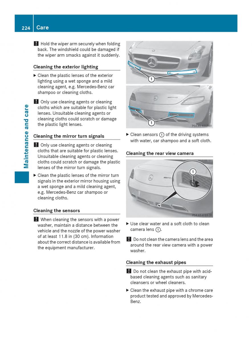 Mercedes Benz SLS AMG Coupe Roadster C197 owners manual / page 226