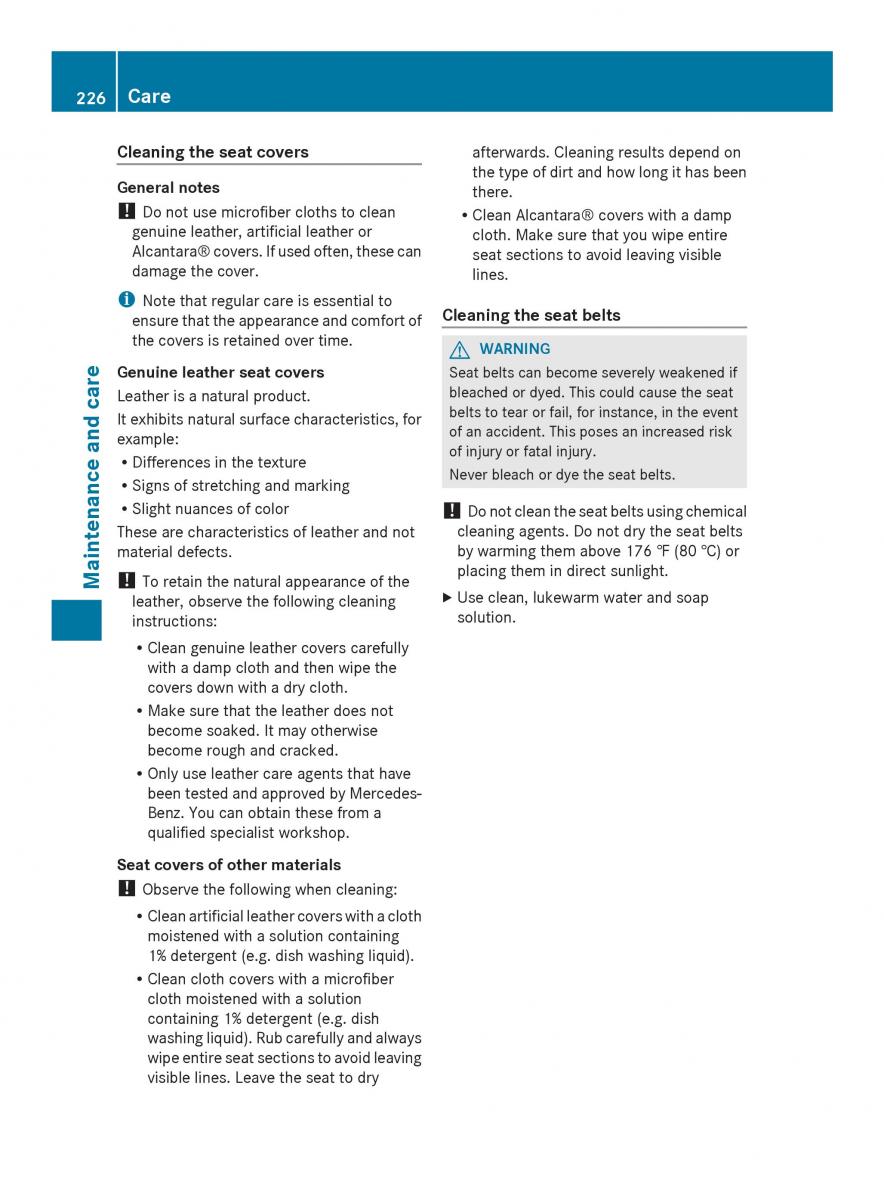 Mercedes Benz SLS AMG Coupe Roadster C197 owners manual / page 228