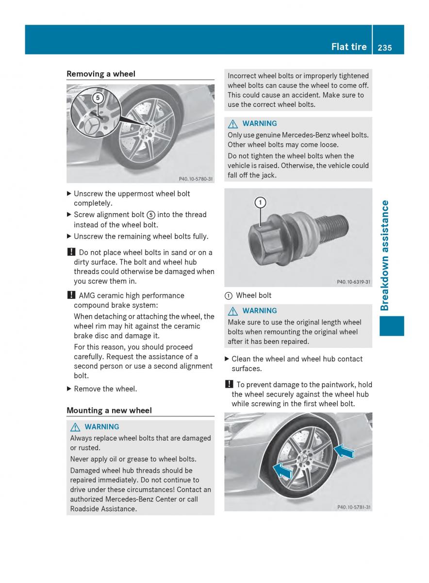 Mercedes Benz SLS AMG Coupe Roadster C197 owners manual / page 237