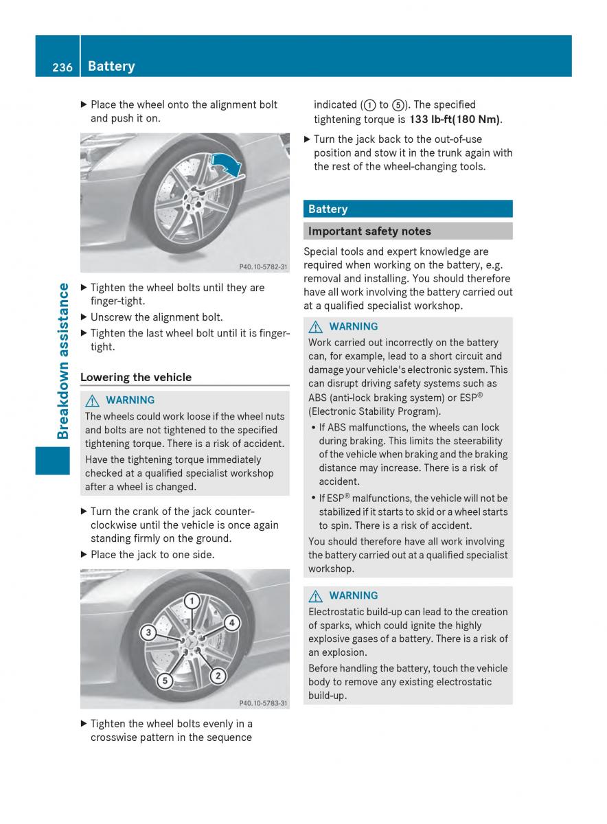 Mercedes Benz SLS AMG Coupe Roadster C197 owners manual / page 238