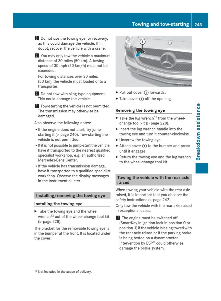 Mercedes Benz SLS AMG Coupe Roadster C197 owners manual / page 245