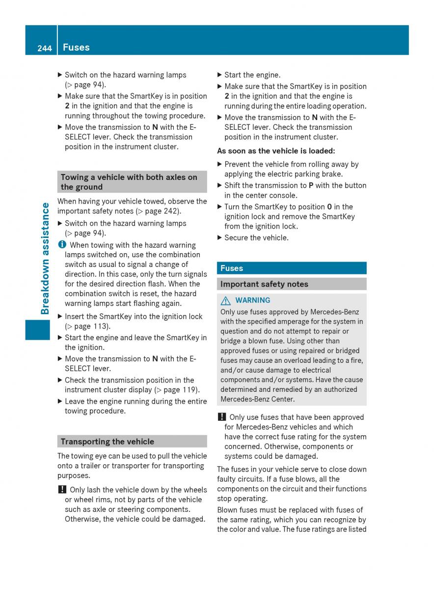 Mercedes Benz SLS AMG Coupe Roadster C197 owners manual / page 246