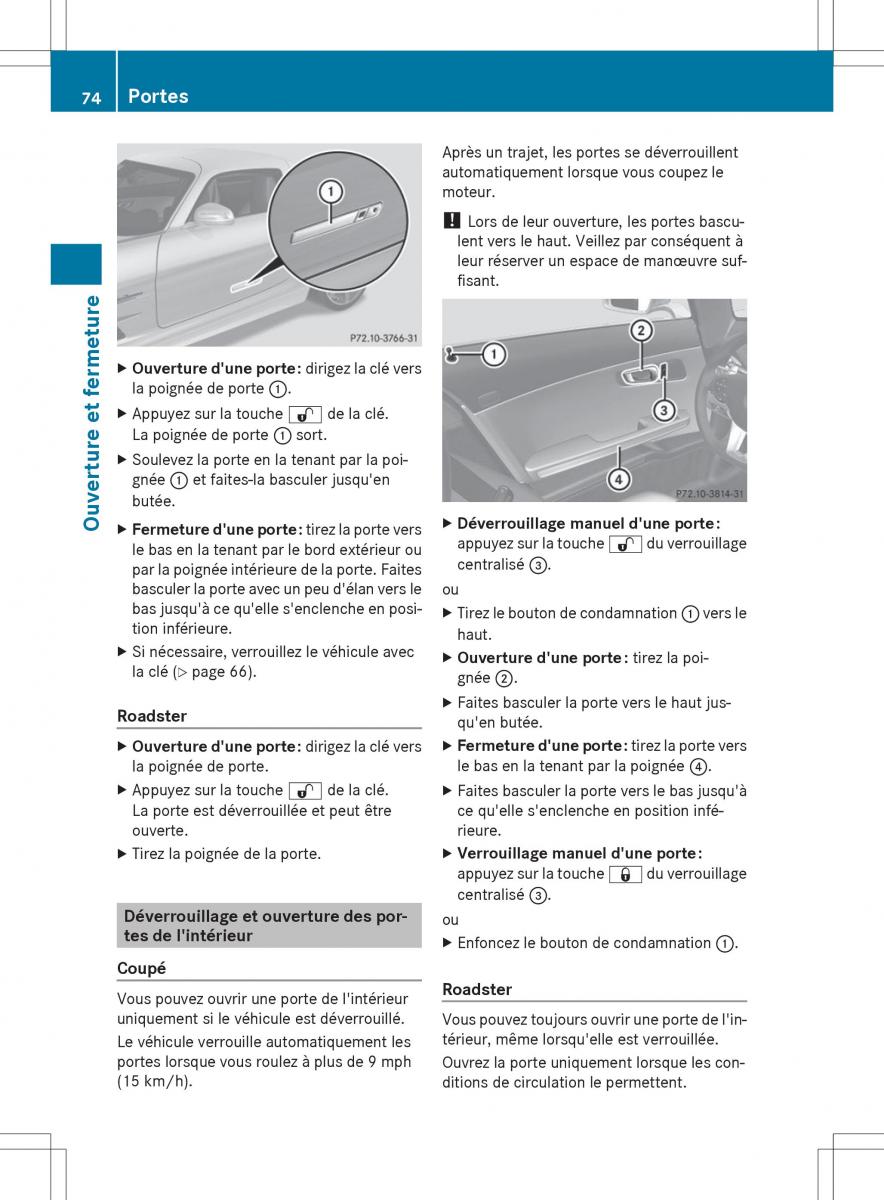 Mercedes Benz SLS AMG Coupe Roadster C197 manuel du proprietaire / page 76