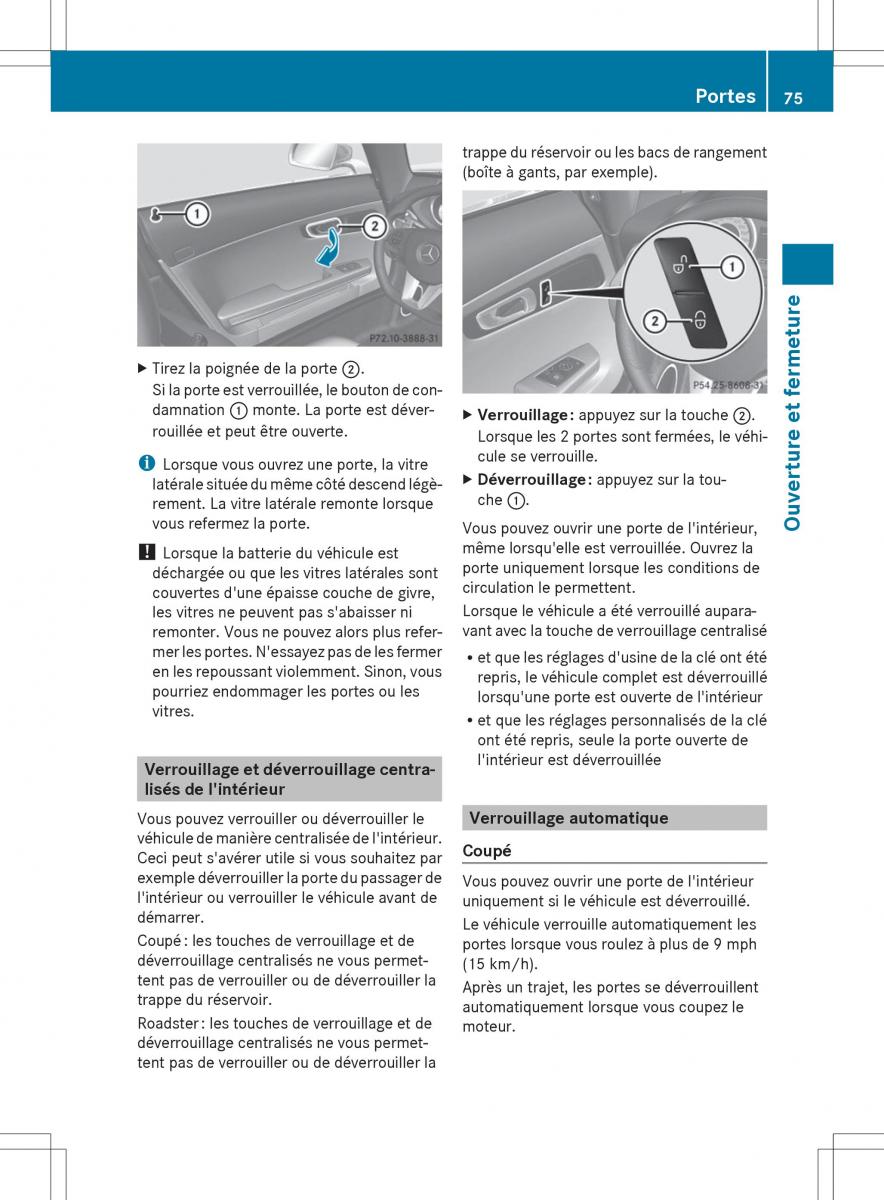 Mercedes Benz SLS AMG Coupe Roadster C197 manuel du proprietaire / page 77