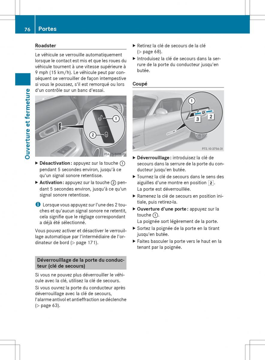 Mercedes Benz SLS AMG Coupe Roadster C197 manuel du proprietaire / page 78