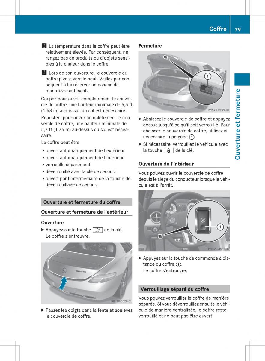 Mercedes Benz SLS AMG Coupe Roadster C197 manuel du proprietaire / page 81