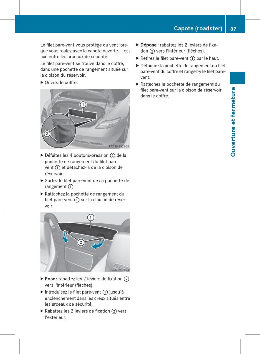 Mercedes Benz SLS AMG Coupe Roadster C197 manuel du proprietaire / page 89