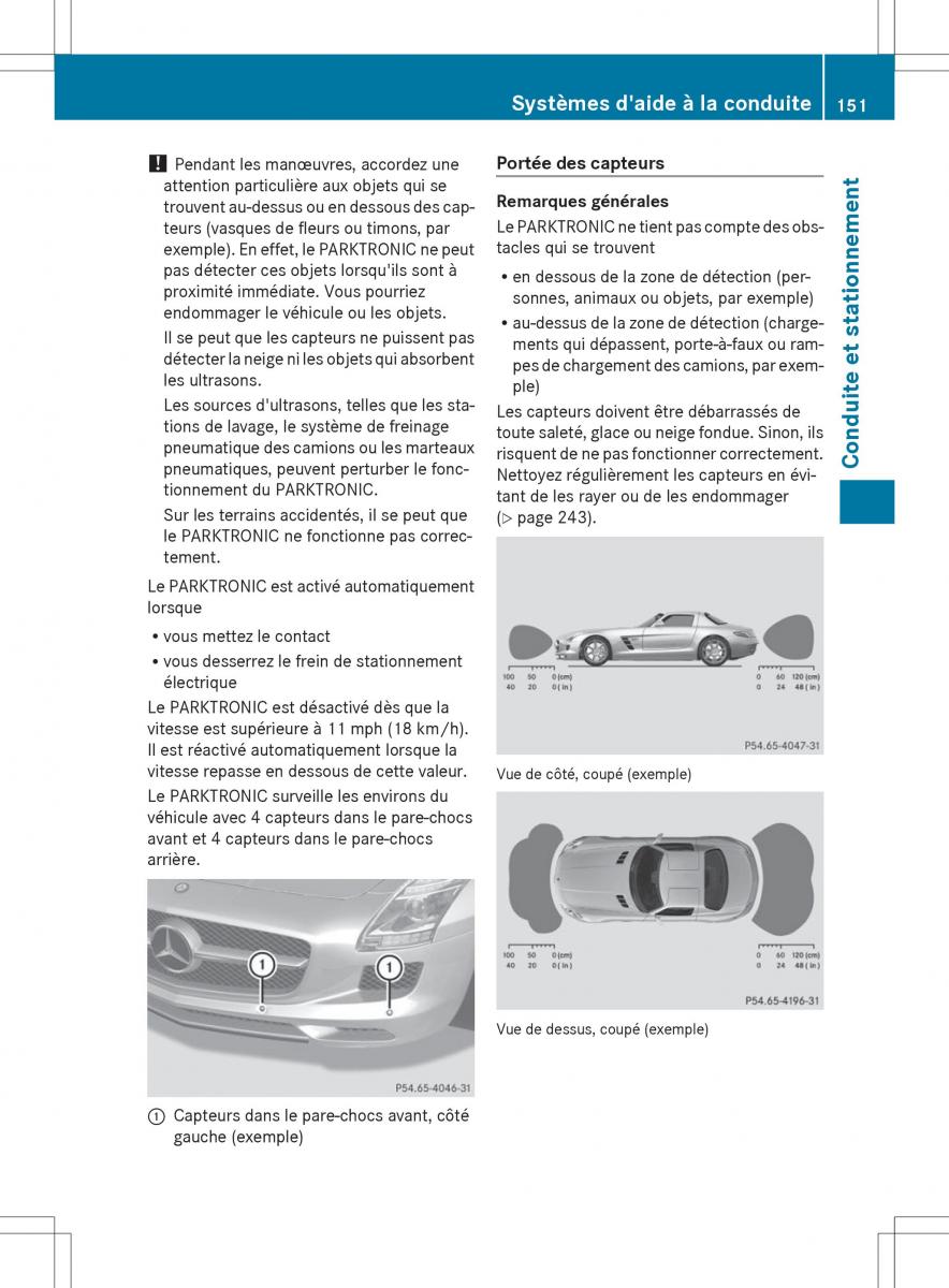 Mercedes Benz SLS AMG Coupe Roadster C197 manuel du proprietaire / page 153