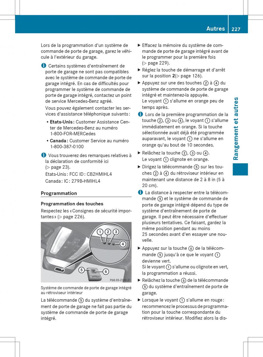 Mercedes Benz SLS AMG Coupe Roadster C197 manuel du proprietaire / page 229