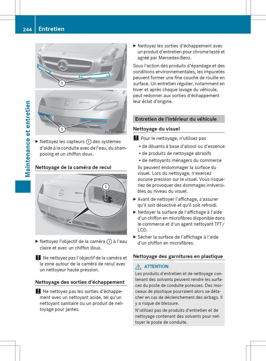 Mercedes Benz SLS AMG Coupe Roadster C197 manuel du proprietaire / page 246