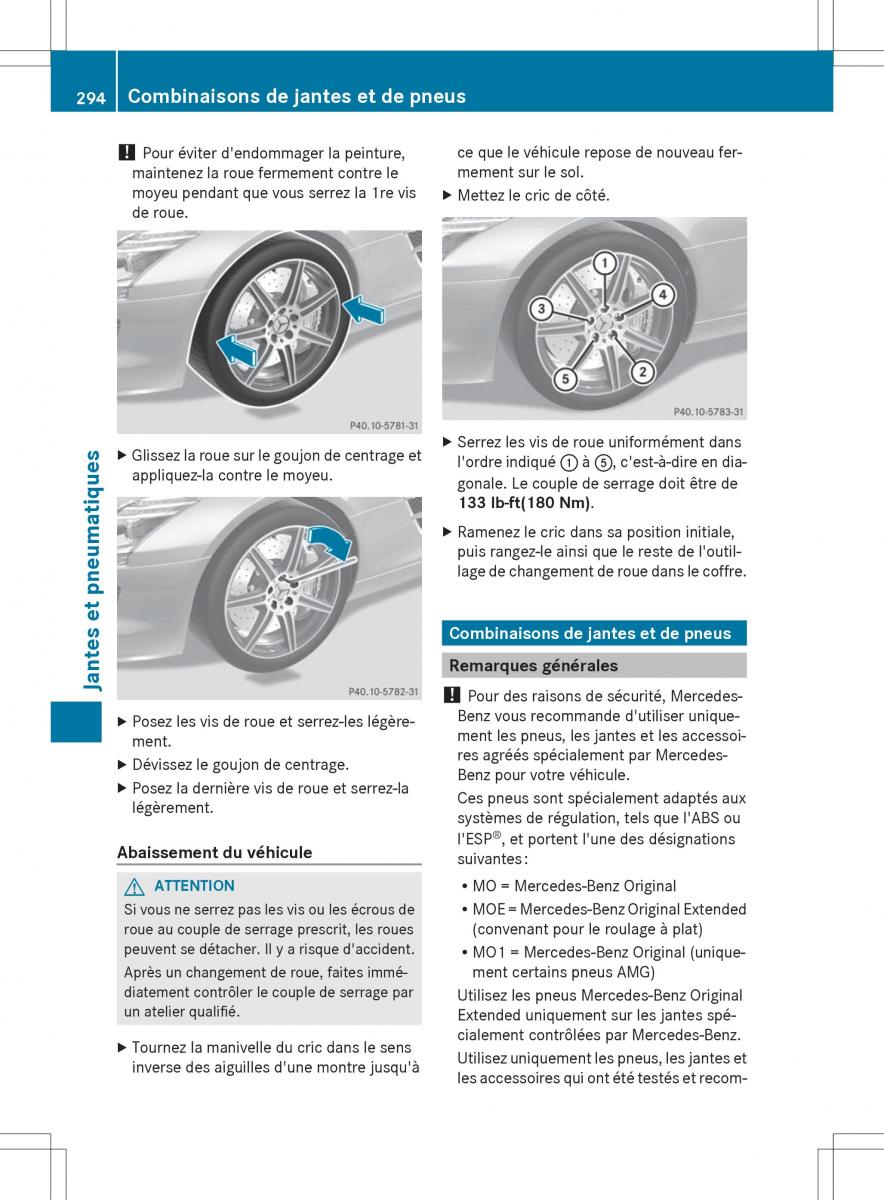 Mercedes Benz SLS AMG Coupe Roadster C197 manuel du proprietaire / page 296