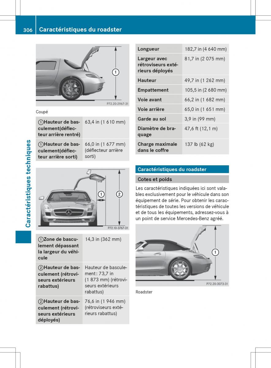 Mercedes Benz SLS AMG Coupe Roadster C197 manuel du proprietaire / page 308