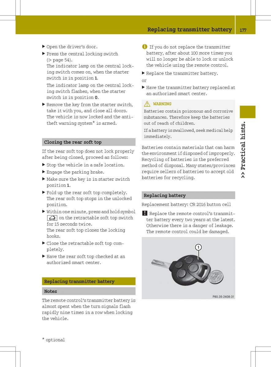 Smart Fortwo II 2 owners manual / page 179