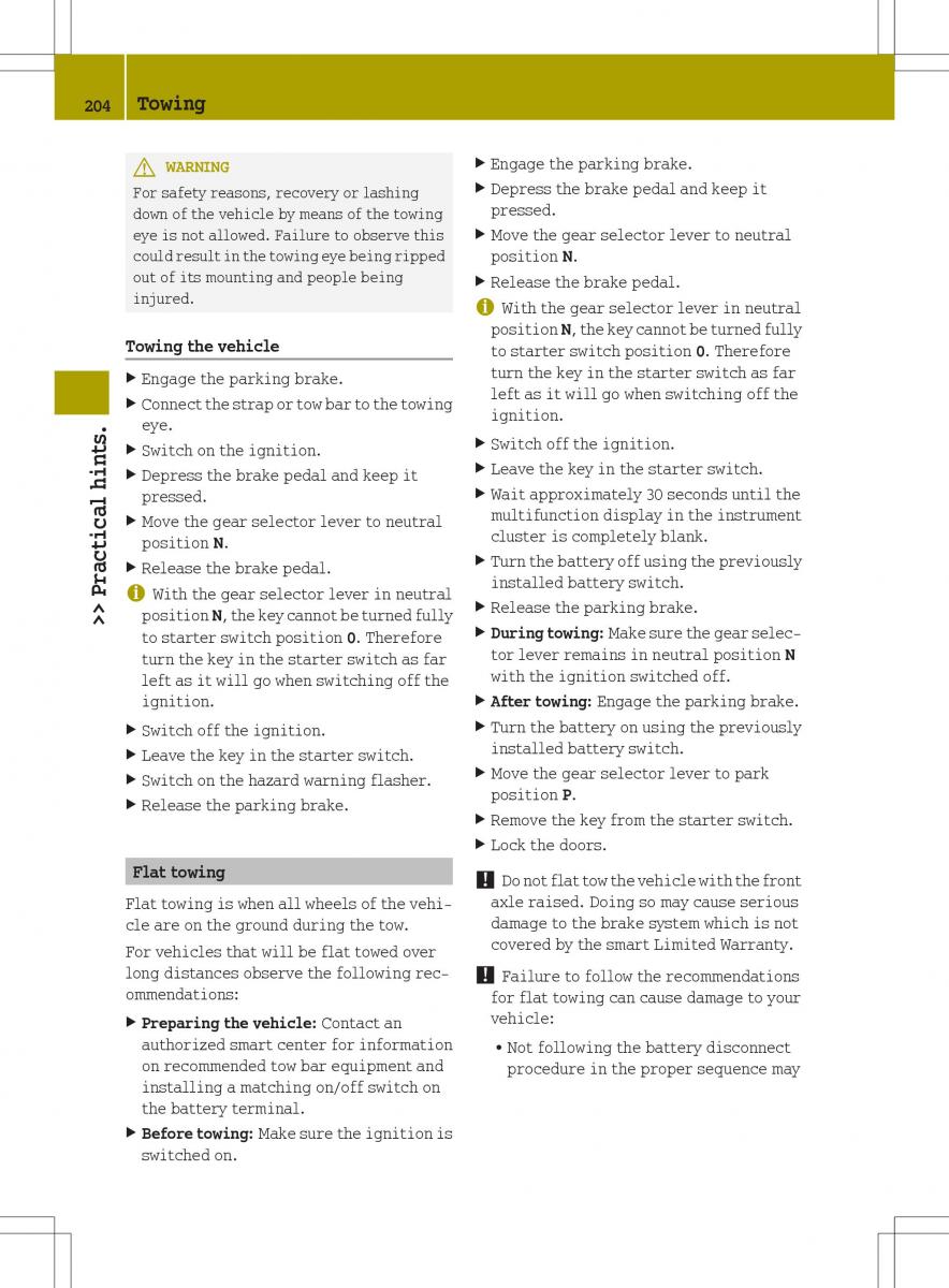 Smart Fortwo II 2 owners manual / page 206